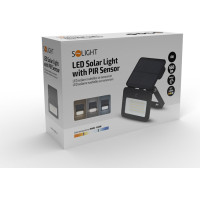 Solight LED solárne svetielko so senzorom, 6W, 660lm, 3CCT, Li-Ion, čierna