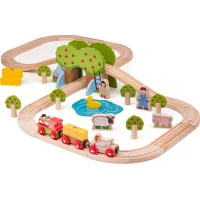 Bigjigs Rail Drevená vláčikodráha farma