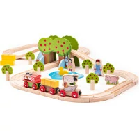 Bigjigs Rail Drevená vláčikodráha farma