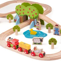 Bigjigs Rail Drevená vláčikodráha farma