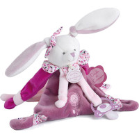 Doudou Darčeková sada - Hračka s úchytom na cumlík králiček 17 cm