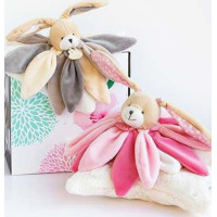 Doudou Darčeková sada - plyšový muchláčik králiček ružový 28 cm