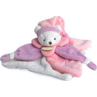 Doudou Darčeková sada - plyšový muchláčik ružový medvedík 24 cm