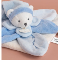 Doudou Darčeková sada - plyšový muchláčik modrý medvedík 24 cm