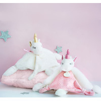 Doudou Darčeková sada - plyšový muchláčik jednorožec 22 cm