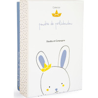 Doudou Darčeková sada - Hračka s úchytom na cumlík králiček 15 cm modrý