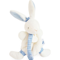 Doudou Darčeková sada - Hračka s úchytom na cumlík králiček 15 cm modrý