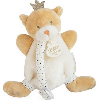 Doudou Darčeková sada - Hračka s úchytom na cumlík medvedík kráľ 15 cm