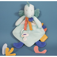 Doudou Darčeková sada - Hračka s úchytom na cumlík dinosaurus zelený 23 cm