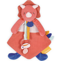 Doudou Darčeková sada - Hračka s úchytom na cumlík dinosaurus ružový 23 cm