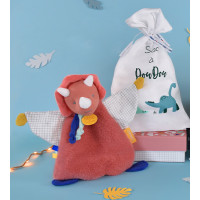 Doudou Darčeková sada - Plyšový muchláčik dinosaurus oranžový 25 cm