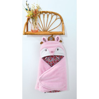 Doudou Plyšová ružová dečka s kapucňou Boh&#39;aime 70 cm