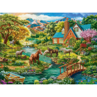CASTORLAND Puzzle Idylický dom s koňmi 2000 dielikov