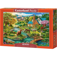 CASTORLAND Puzzle Idylický dom s koňmi 2000 dielikov