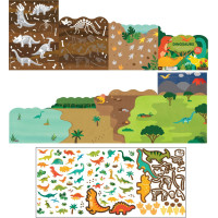 Petit Collage Znovupoužiteľné samolepky so scénou Dinosaury