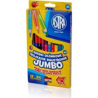 ASTRA Trojhranné obojstranné pastelky JUMBO 12 ks, 24 farieb