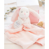 Doudou Darčeková sada ružová - králiček s muchláčikom 10 cm