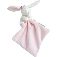 Doudou Darčeková sada ružová - králiček s muchláčikom 10 cm