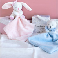 Doudou Darčeková sada ružová - králiček s muchláčikom 10 cm