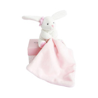 Doudou Darčeková sada ružová - králiček s muchláčikom 10 cm