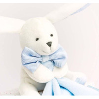 Doudou Darčeková sada modrá - zajačik s muchláčikom 10 cm