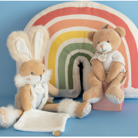 Doudou Darčeková sada - plyšový zajačik s dečkou 31 cm béžový