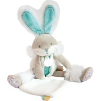 Doudou Darčeková sada - plyšový zajačik s dečkou 31 cm tyrkysový