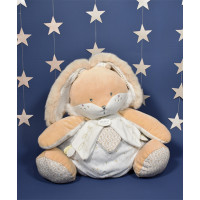 Doudou Biely zajačik s priestorom na uloženie pyžamka 38 cm