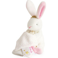 Doudou Darčeková sada - Plyšový zajačik s muchláčikom 10 cm ružová