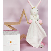 Doudou Darčeková sada - Plyšový zajačik s muchláčikom 10 cm ružová