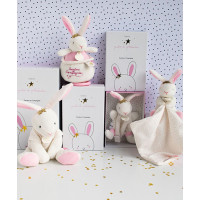 Doudou Darčeková sada - Plyšová hračka ružový zajačik - hviezda 25 cm