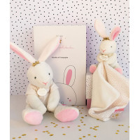 Doudou Darčeková sada - Plyšová hračka ružový zajačik - hviezda 25 cm