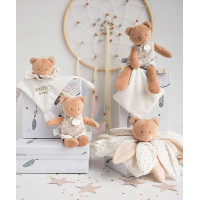 Doudou Darčeková sada - plyšová hračka medvedík s dečkou 28 cm