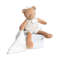 Doudou Darčeková sada - plyšová hračka medvedík s dečkou 28 cm
