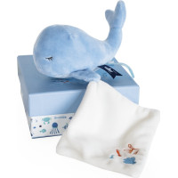 Doudou Darčeková sada - Plyšová modrá veľryba 15 cm