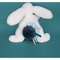 Doudou Darčeková sada - Plyšový zajačik s tmavomodrým brmbolcom 25 cm