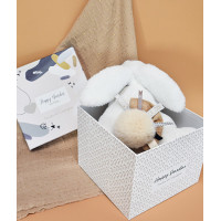 Doudou Darčeková sada - Plyšový zajačik s béžovým brmbolcom 25 cm