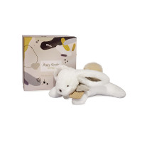 Doudou Darčeková sada - Plyšový zajačik s béžovým brmbolcom 25 cm