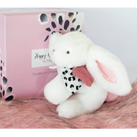 Doudou Darčeková sada - Plyšový zajačik s ružovým brmbolcom 25 cm