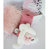 Doudou Darčeková sada - Plyšový zajačik s ružovým brmbolcom 25 cm