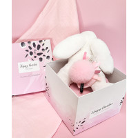 Doudou Darčeková sada - Plyšový zajačik s ružovým brmbolcom 25 cm