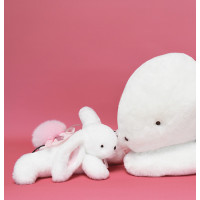 Doudou Darčeková sada - Plyšový zajačik s ružovým brmbolcom 25 cm