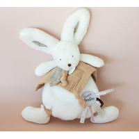 Doudou Darčeková sada - Plyšový zajačik s muchláčikom 25 cm béžová