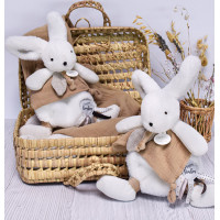 Doudou Darčeková sada - Plyšový zajačik s muchláčikom 25 cm béžová