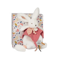 Doudou Darčeková sada - Plyšový zajačik s muchláčikom 25 cm staroružová