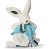 Doudou Darčeková sada - Plyšový zajačik s muchláčikom 25 cm modrá