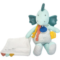Doudou Darčeková sada - Plyšový dinosaurus s dečkou 25 cm zelený