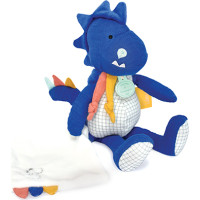 Doudou Darčeková sada - Plyšový dinosaurus s dečkou 25 cm modrý