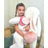 Doudou Plyšový králik s tmavo ružovou brmbolcom 80 cm