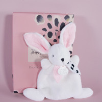 Doudou Darčeková krabička ružová - mini zajačik 17 cm